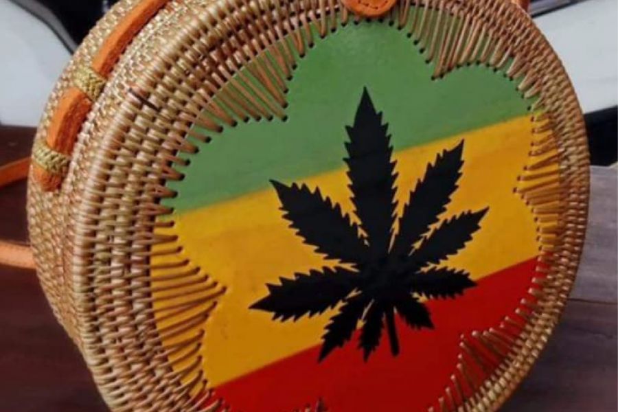 Rattan Bags Brown with Reggae Design